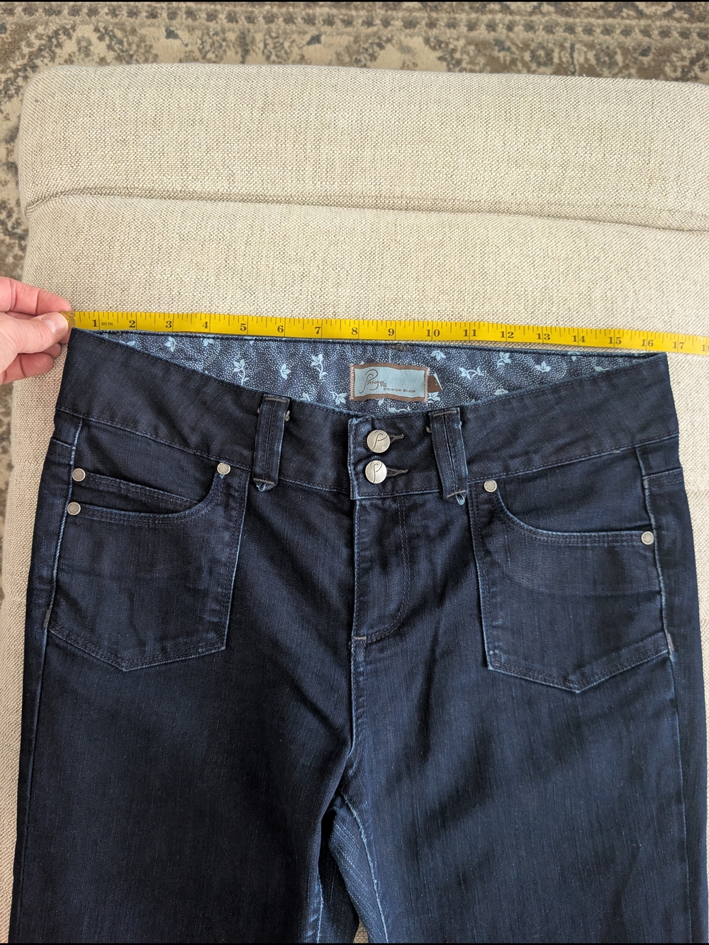 Paige Premium Denim Cheviot Hills Flare Jeans Size 28 Dark Wash Boho - Picture 9 of 16